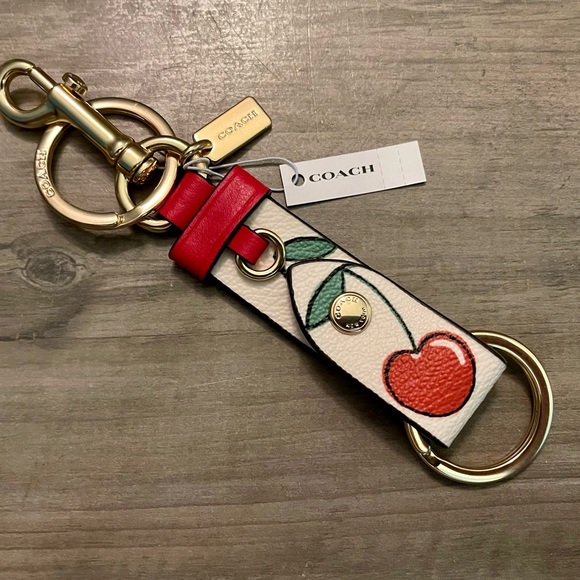 Coach Accessories Coach Trigger Snap Bag Charm With Heart Cherry